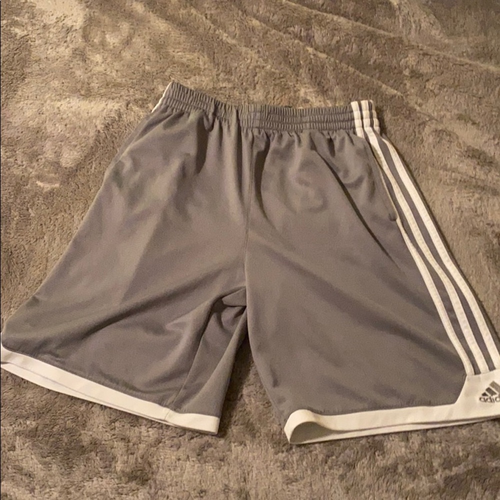 Grey and White Adidas Shorts